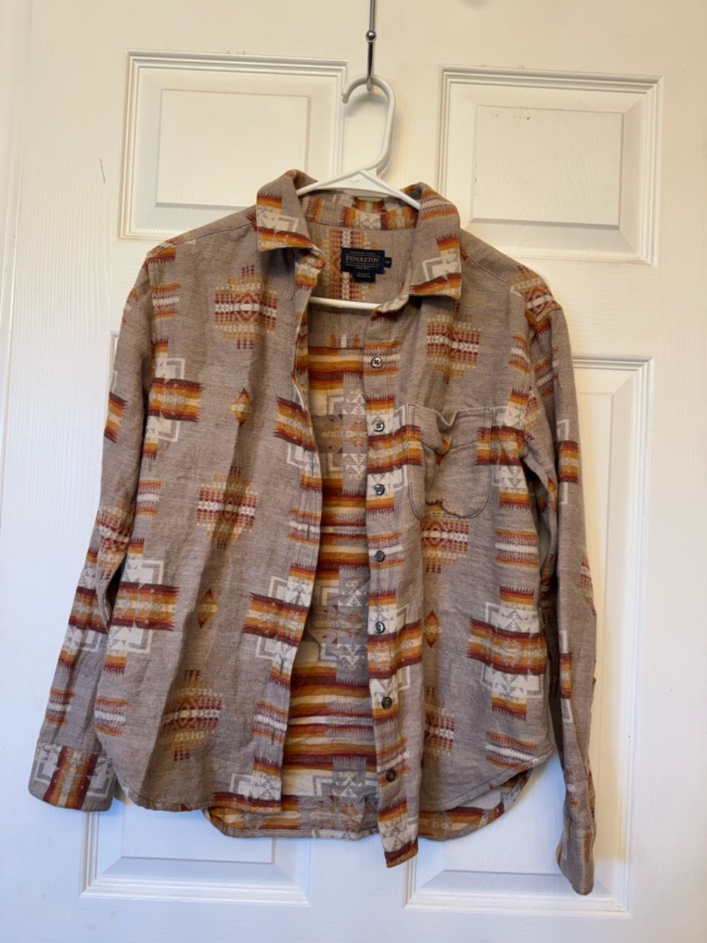 Pendleton Beige and Rust Southwestern Pattern Shirt Jacket
